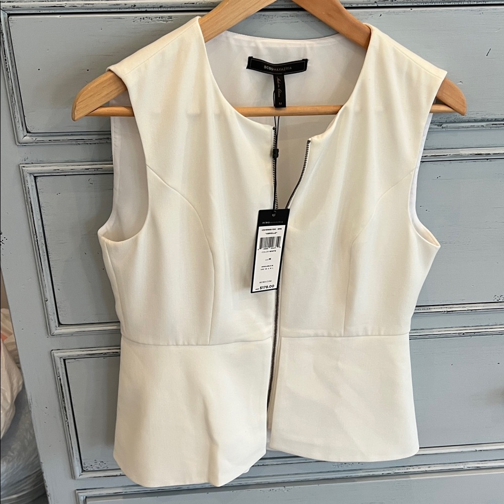 BCBGMaxAzria White Zip-Up Top